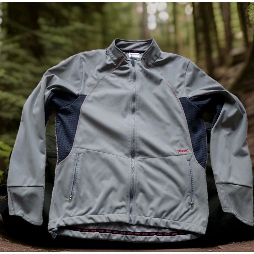 Zoot Cycling Jacket Women Medium Gray‎ Excellent Full Zip Softshell Running